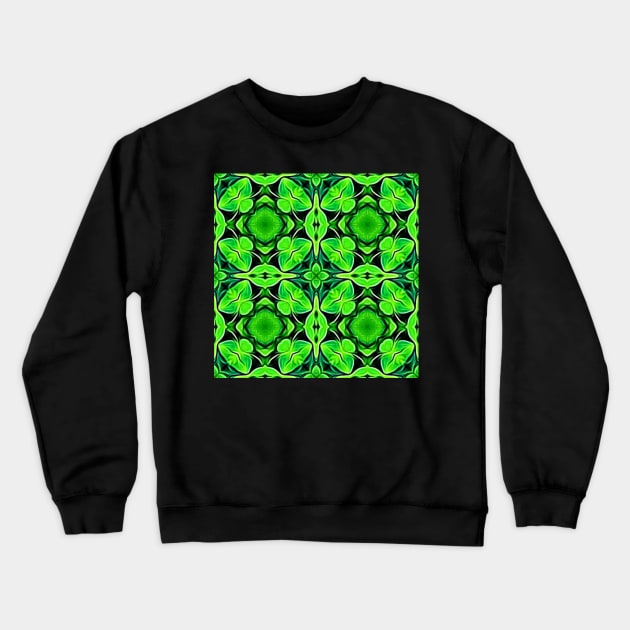 Pretty Green Leaves Lucky Clover Greenery Pattern 2 Crewneck Sweatshirt by BubbleMench